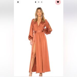 Michael Costello Terracotta Long Sleeve Gown